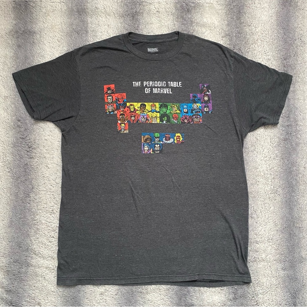 Marvel Periodic Table Of Marvel Tee Shirt Mens XL Grey Multi Color Super Hero’s